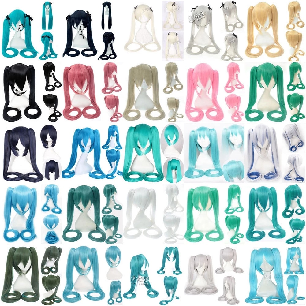 28 Colors Miku Cosplay Wig Long Heat Resistant Synthetic Hair Clip Ponytails Wigs Wig Cap - Miku Plush