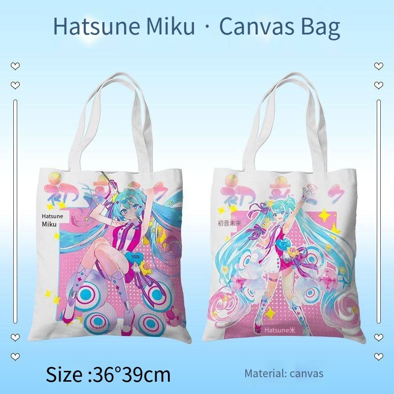 9 Style Anime Hatsune Miku canvas bag ins cute miku Shoulder Bags latest lightweight double sided 3 - Miku Plush