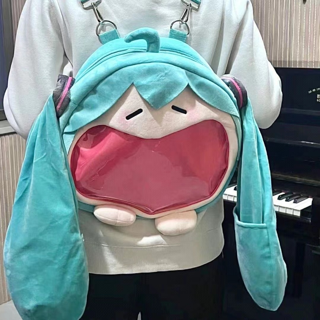 Hatsuned Mikued Kawaii Cartoon Backpack Painful Packet Cute Anime Girl Plush Shoulder Bag Knapsack Student Bag 3 - Miku Plush