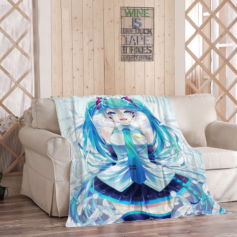 Miku Throw Blanket for Sofa Anime Decorative Blankets Couch Boho Home Decor Summer Nordic Cute Plush 2 - Miku Plush
