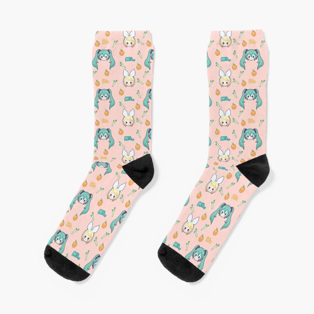 Miku and Rin Chibis Socks funny gift Men s socks with print - Miku Plush
