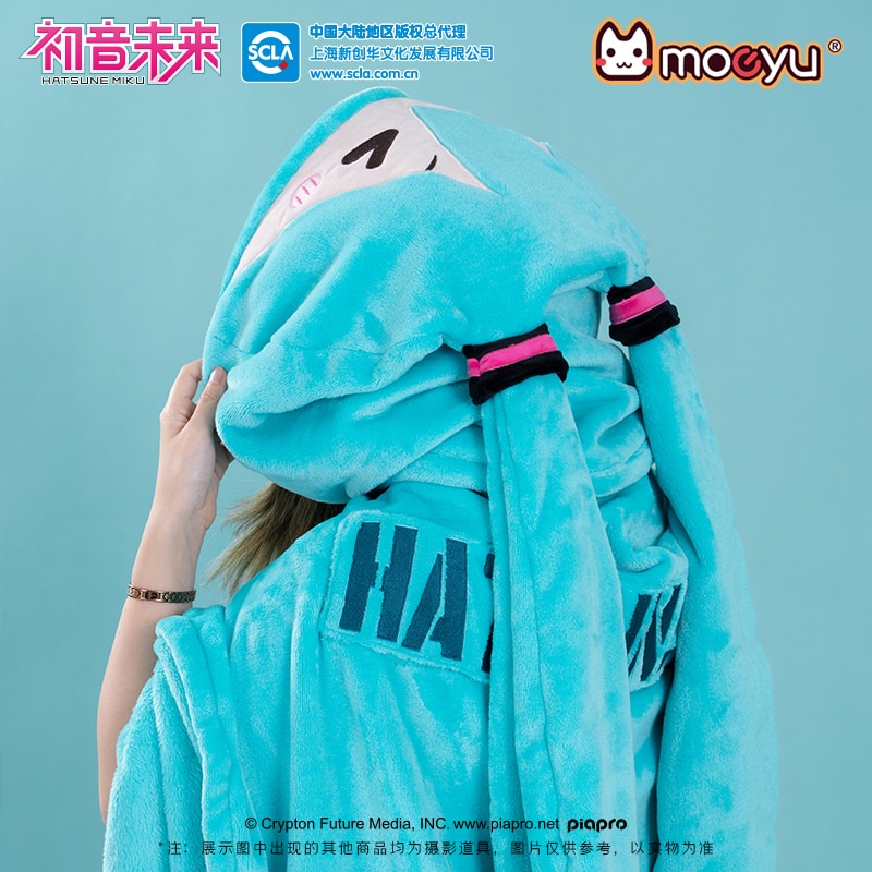 Moeyu Anime Vocaloid Miku Blanket Cloak Hoodie Flannel 2in1 Throw Blanket Pillow Cosplay Costume Soft Warm 2 - Miku Plush