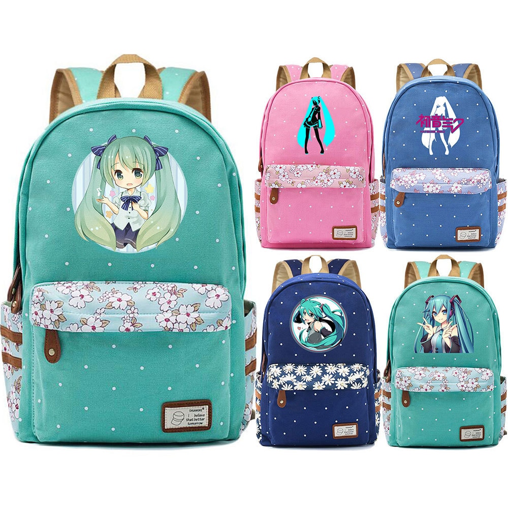 New Anime Hatsune Miku figure kawaii Broken pattern Book Bag Cartoon printing fashion Versatile Backpack Student - Miku Plush