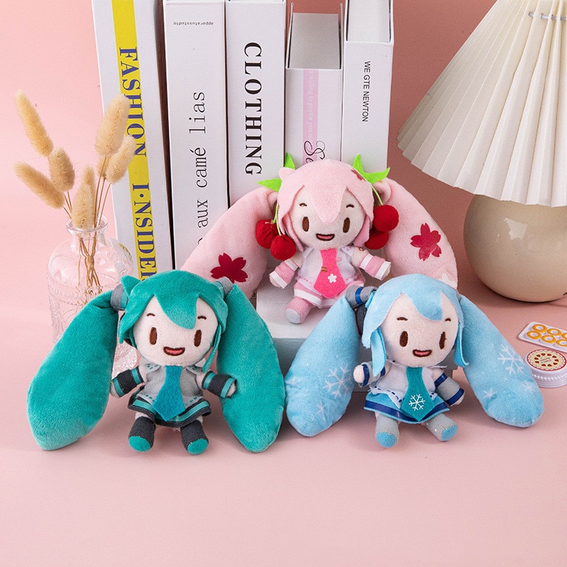 Q Version Of Hatsune Miku Pink Green And Blue Three color Big Ears Kawaii Plush Doll - Miku Plush