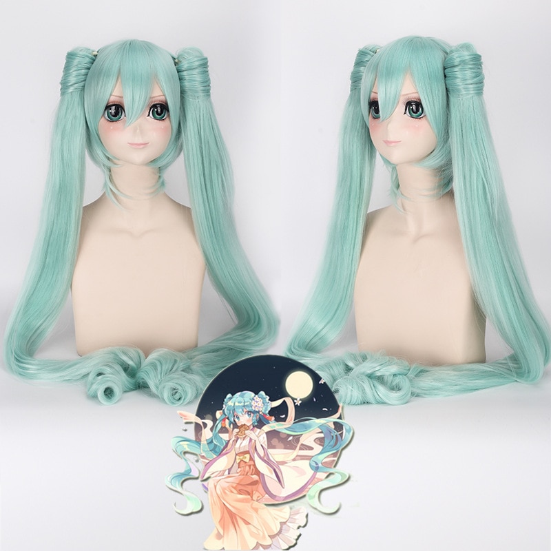 Vocaloid Cosplay Wigs Long Green With 2 Clip Japan Midi Dress Beginner Future Synthetic Hair Wig 1 - Miku Plush