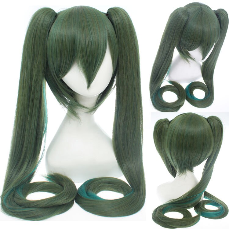 Vocaloid Cosplay Wigs Long Green With 2 Clip Japan Midi Dress Beginner Future Synthetic Hair Wig 2 - Miku Plush